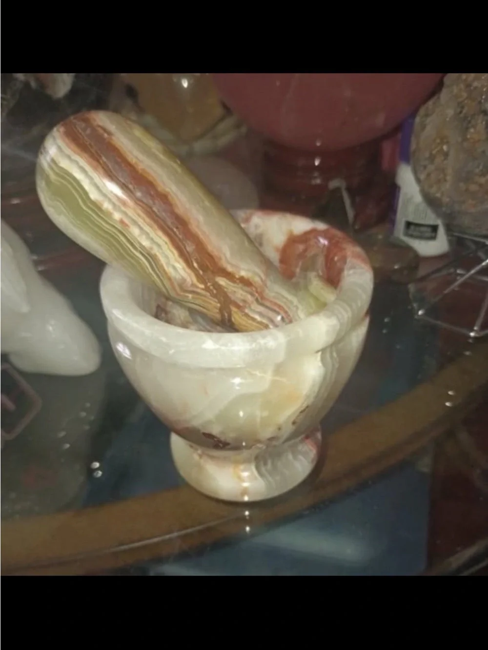 Polished Onyx Mortar and Pestle
